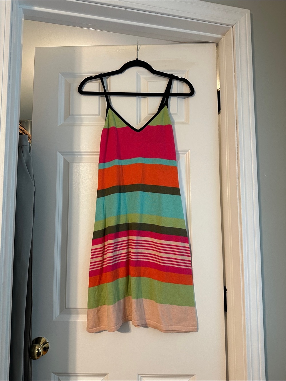Anthropologie Bright Multi-Stripe V-Neck Mini Dress